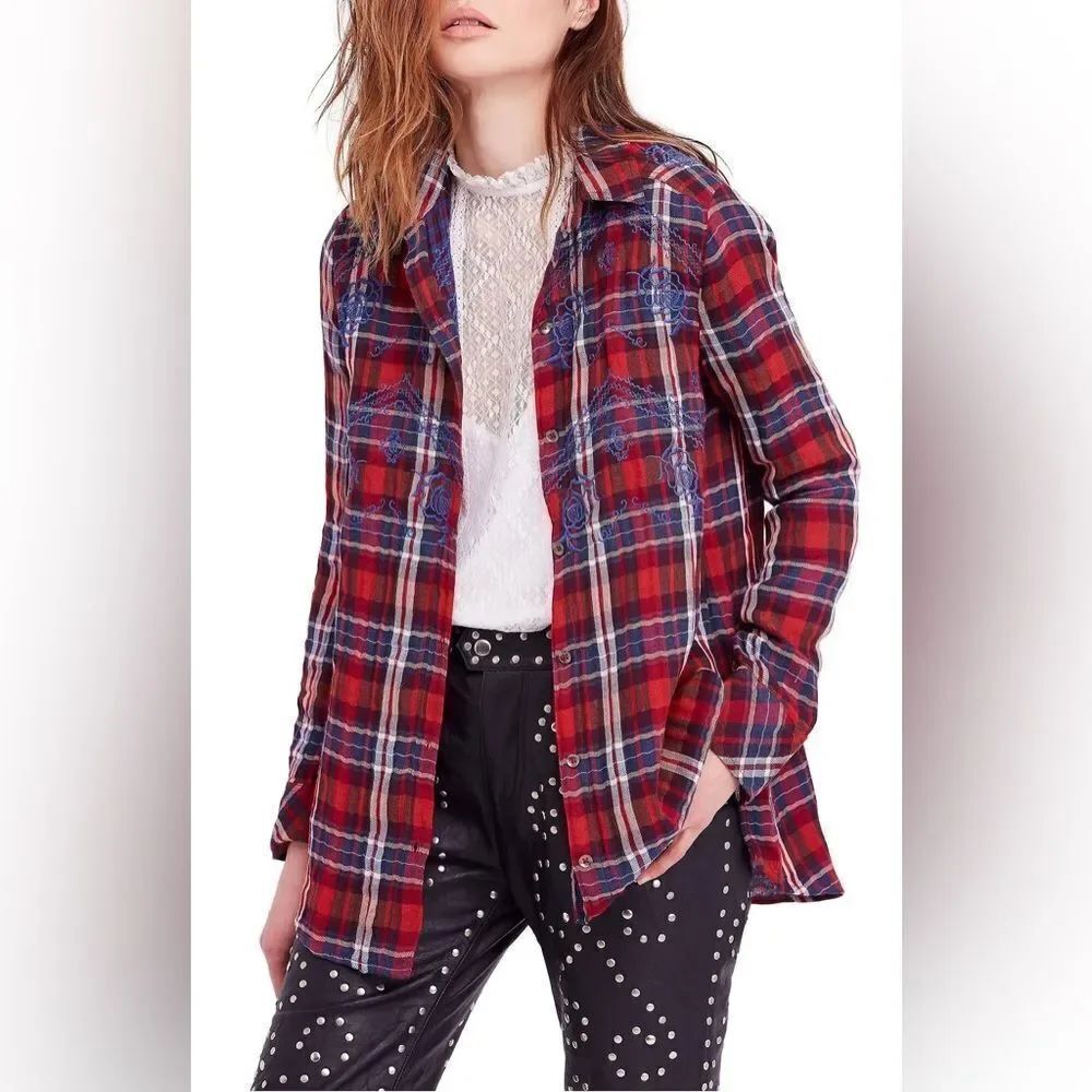 Free People Women's Magical Plaid Buttondown Top